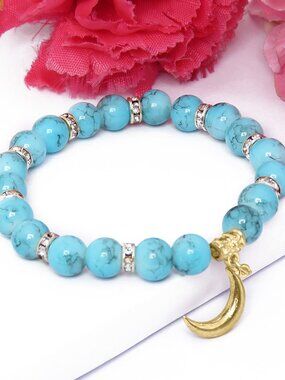 Beaded Fashion Turquoise Bracelet Jewelry Crystal Gemstone Bangle for Women
